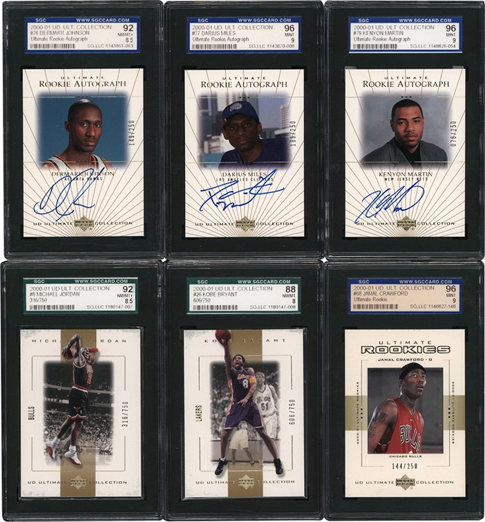 - 2000-01 Ultimate Collection Base, Rookie and Rookie Autograph Complete Set (80) with SGC Jordan & Bryant
