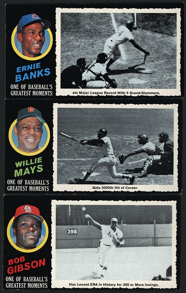 - 1971 Topps Baseball Greatest Moments Trio - Mays, Banks, Gibson