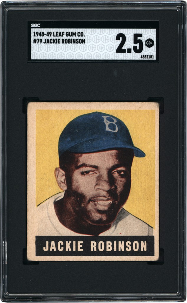 - 1948 Leaf Baseball #79 Jackie Robinson Rookie Card SGC GOOD+ 2.5