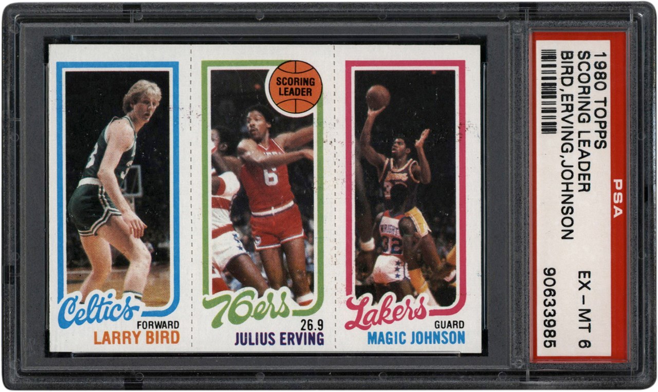 Basketball Cards - 1980-1981 Topps Larry Bird, Julius Erving, Magic Johnson Rookie Card PSA EX-MT 6