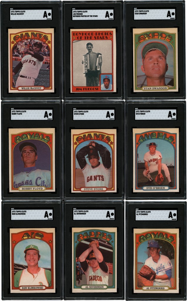 - 1972 Topps Cloth Test Sticker SGC Graded Partial Set with Willie McCovey (15/30)