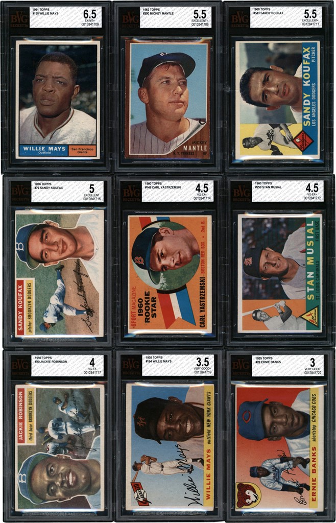 - 1955-63 Topps Baseball Hall of Famers and Stars Collection (27) with BVG Graded