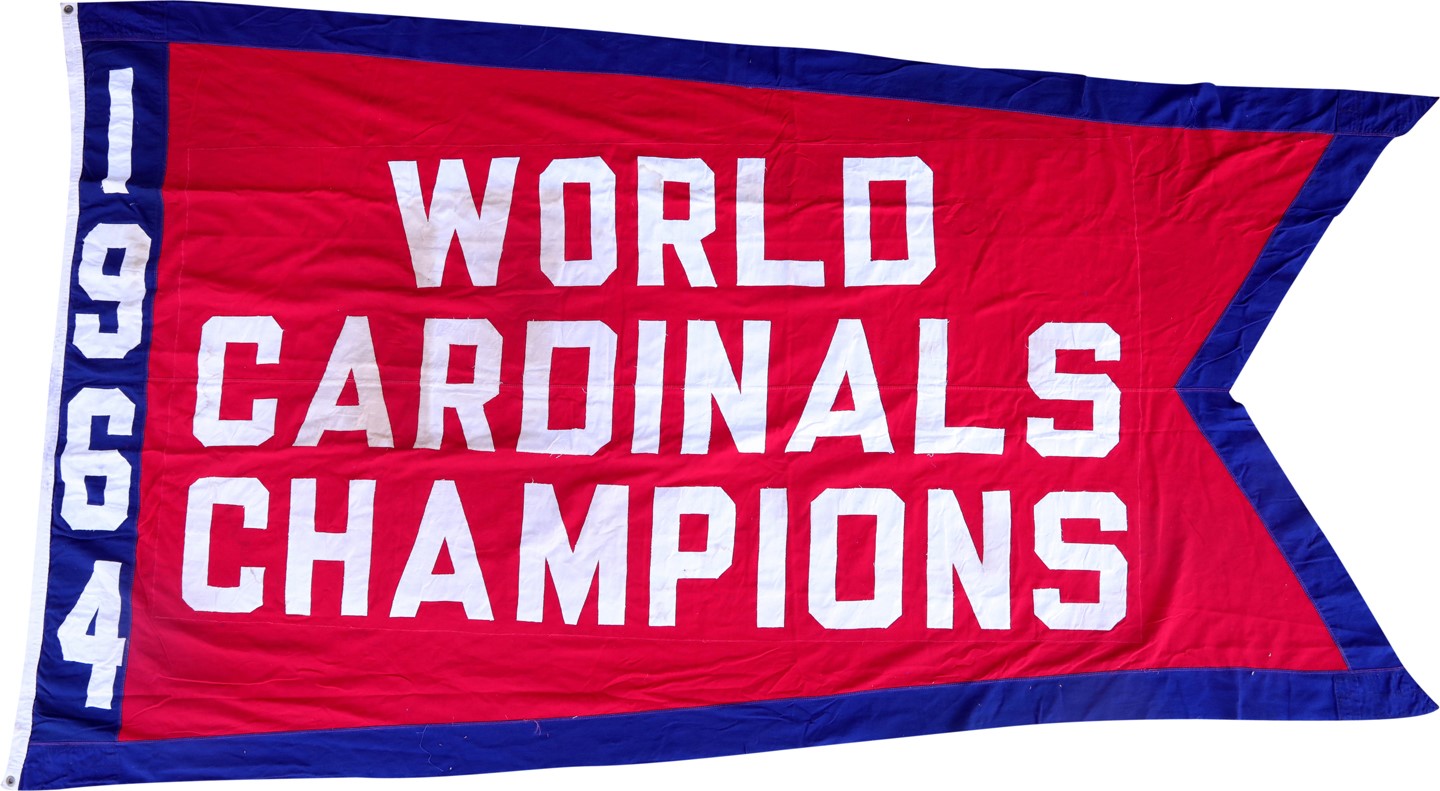 Baseball Memorabilia - 1964 St. Louis Cardinals World Championship Flag Hung at Sportsman's Park