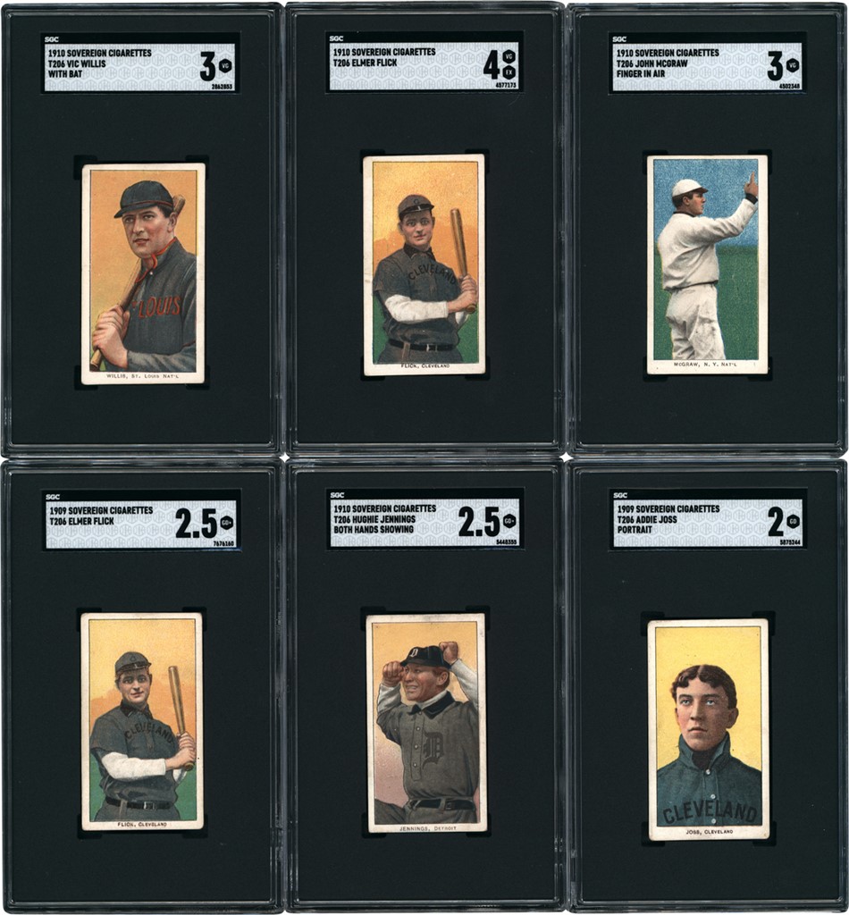 - 1909-11 T206 Sovereign Back Collection with SGC Graded Hall of Famers (45)