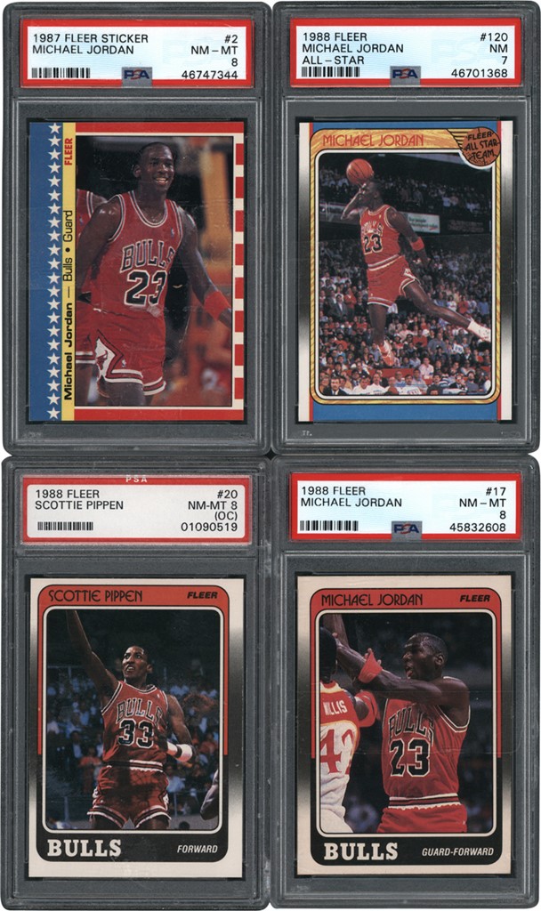 Basketball Cards - 1987-88 & 1988-89 Fleer Basketball Complete & Partial Sets with PSA Michael Jordans
