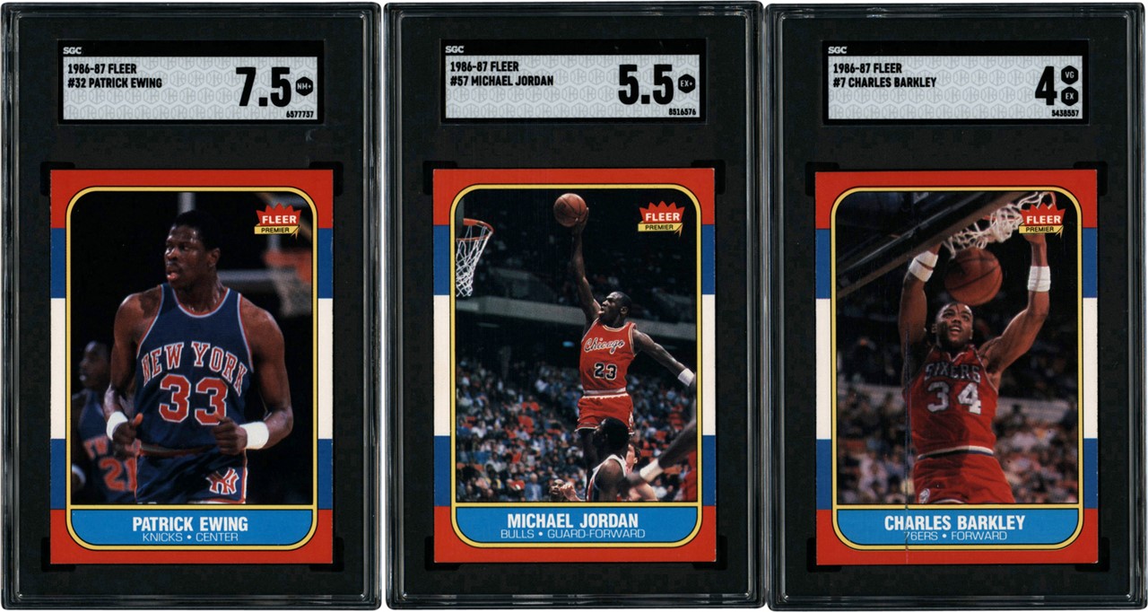 - 1986 Fleer Basketball Complete Set with Stickers (143/143) and SGC Graded