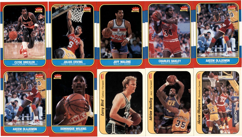 1986 Fleer Basketball Collection with Olajuwon & Wilkins Rookies (10)