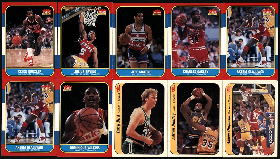 Modern Sports Cards - 1986 Fleer Basketball Collection with Olajuwon & Wilkins Rookies (10)