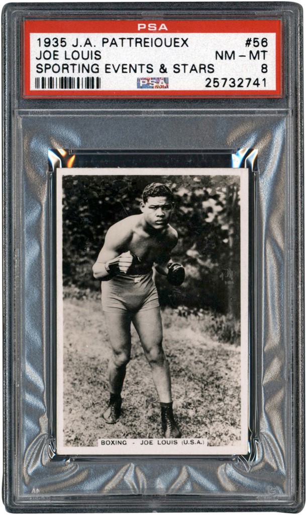 Muhammad Ali & Boxing - 1935 J.A. Pattreiouex #56 Joe Louis Sporting Events & Stars Rookie Card PSA NM-MT 8