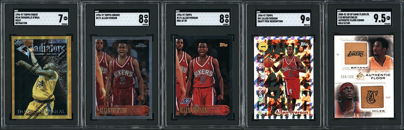 1988-2001 Basketball Superstar Card Collection w/90's Kobe Bryant Jersey Number Insert (38) with 5 SGC Graded