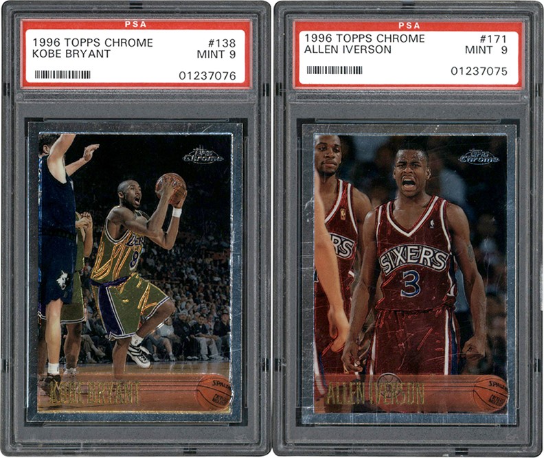 - 1996-1997 Topps Chrome Basketball Complete Set (220) with PSA 9 Kobe Bryant Rookie