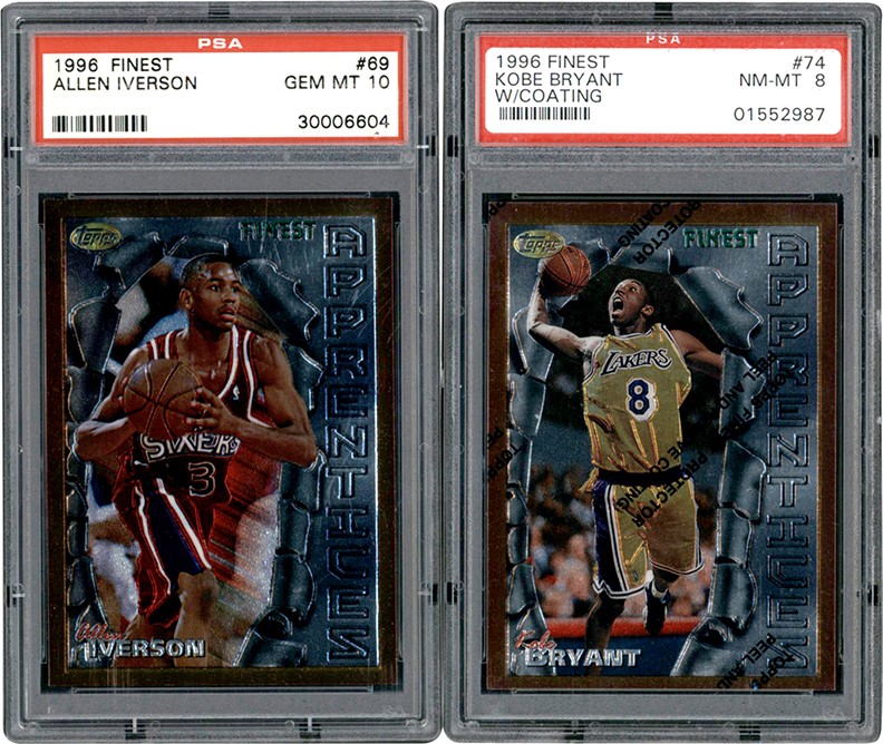 - 1996-1997 Topps Finest Basketball "Common" Complete Set (90) with PSA 8 Kobe Bryant Rookie