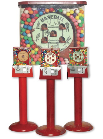 Coin Operated Machines - Three Piece Baseball, Basketball, & Football Gumball Machine Set