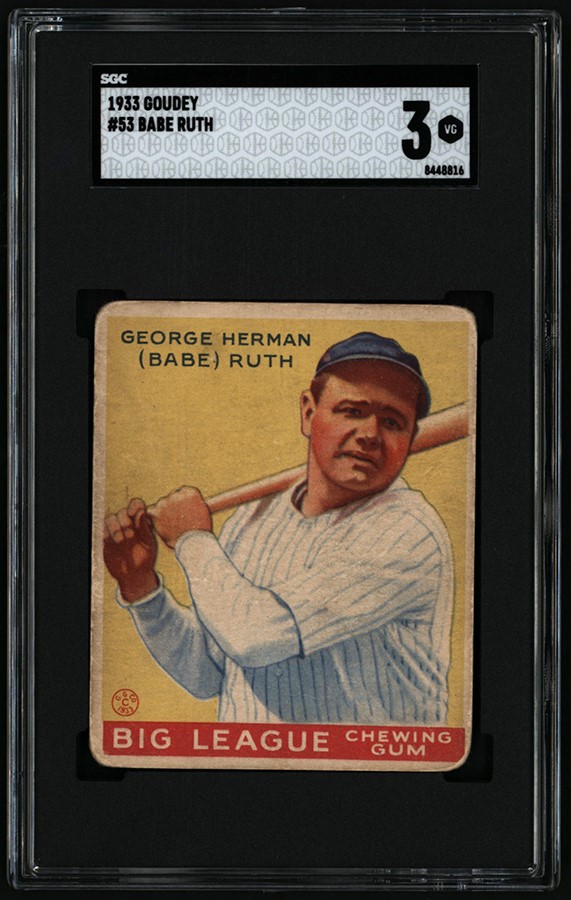 - 1933 Goudey #53 Babe Ruth SGC VG 3