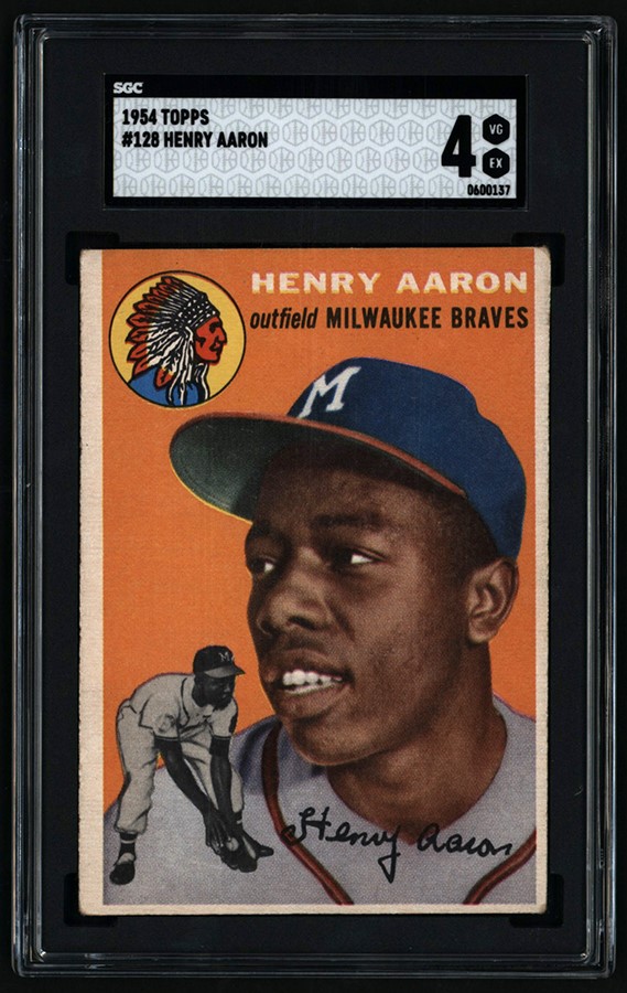 - 1954 Topps Baseball #128 Hank Aaron Rookie SGC VG-EX 4