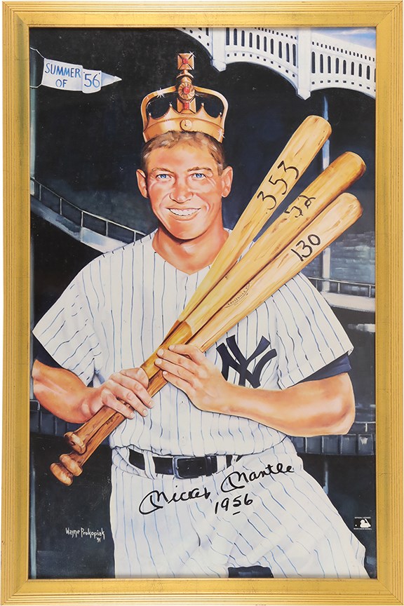 - Stunning Mickey Mantle "1956" Triple Crown Signed Poster from the Greer Johnson Estate (JSA)