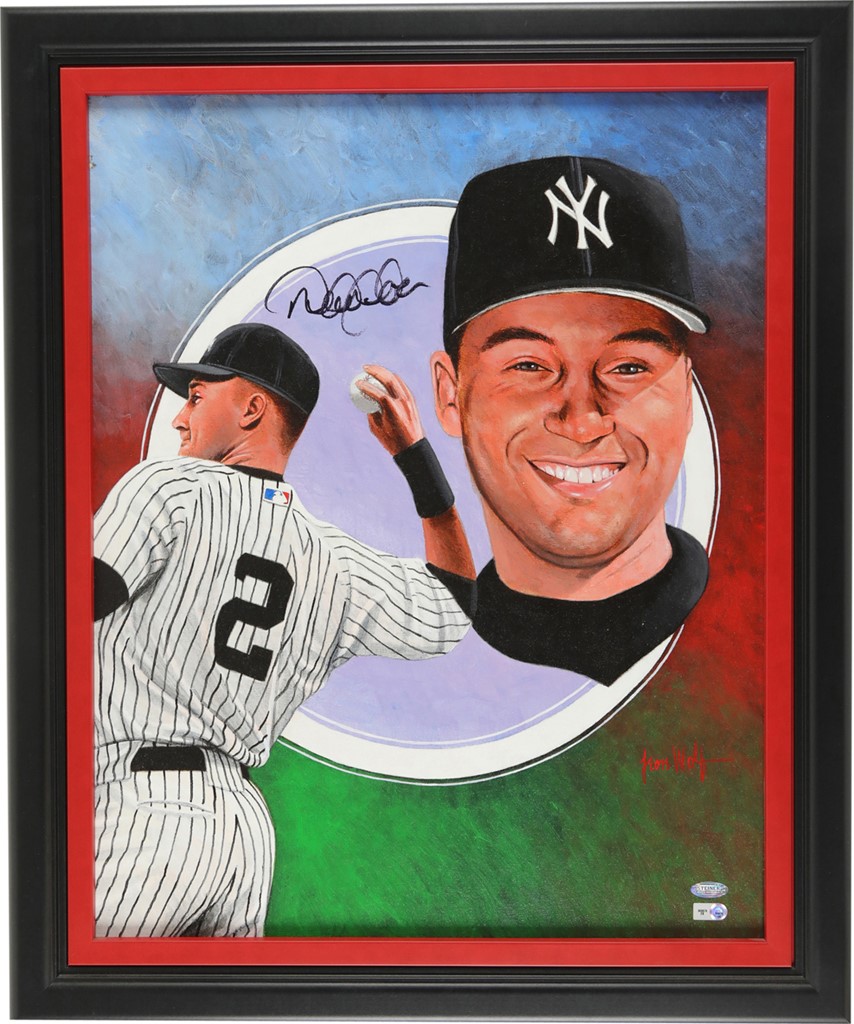 - Derek Jeter Signed Original "1 of 1" Painting by Leon Wolff (MLB Auth.)