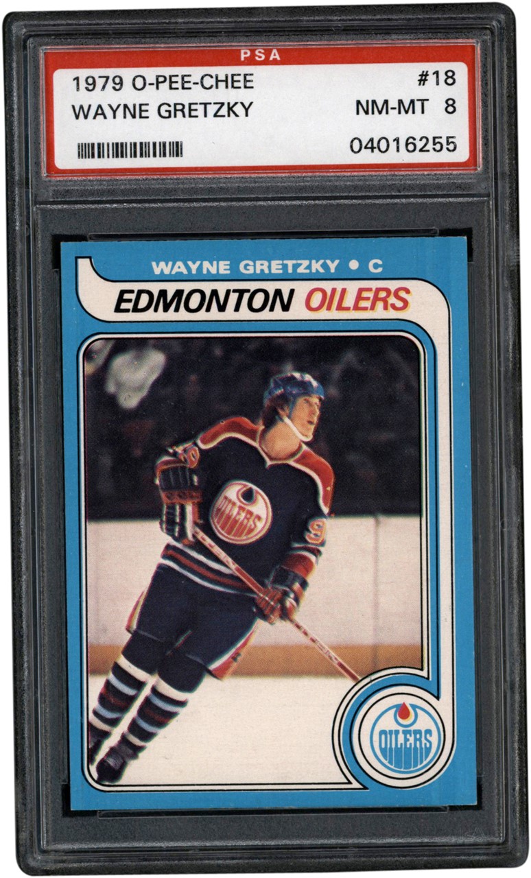 Hockey Cards - 1979 O-Pee-Chee #18 Wayne Gretzky Rookie PSA NM-MT 8
