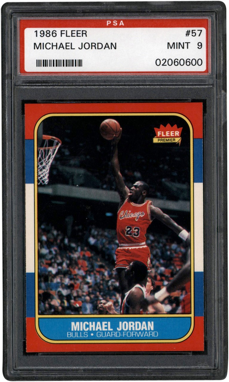 Basketball Cards - 1986 Fleer #57 Michael Jordan Rookie PSA MINT 9