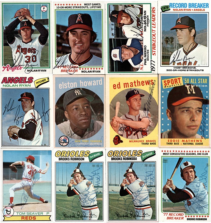 Baseball and Trading Cards - 1958-79 Autographed Baseball Card Archive with Hall of Famers (191)