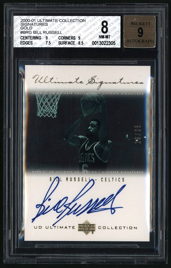 - 2000-2001 Ultimate Collection Ultimate Signatures Gold #BR-G Bill Russell Autograph 19/25 BGS NM-MT 8 Auto 9