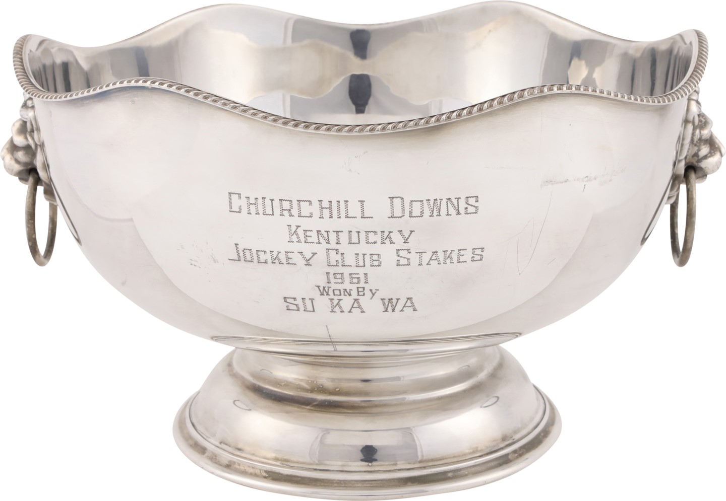 - 1961 Churchhill Downs Jockey Club Stakes Silver Trophy Bowl Won by Su Ka Wa