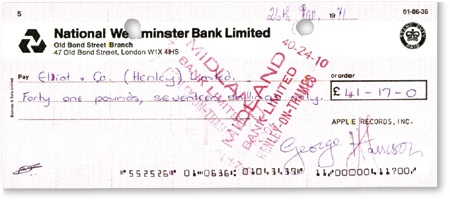 George Harrison Signed Check