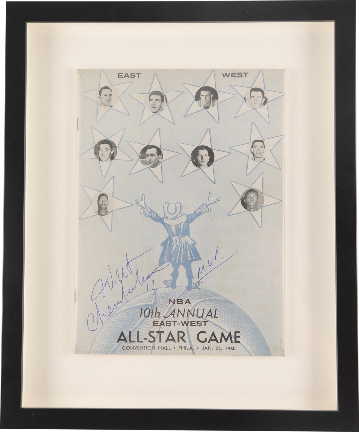 - 1960 Wilt Chamberlain Signed NBA All Star Game Program with "MVP" Inscription (PSA)