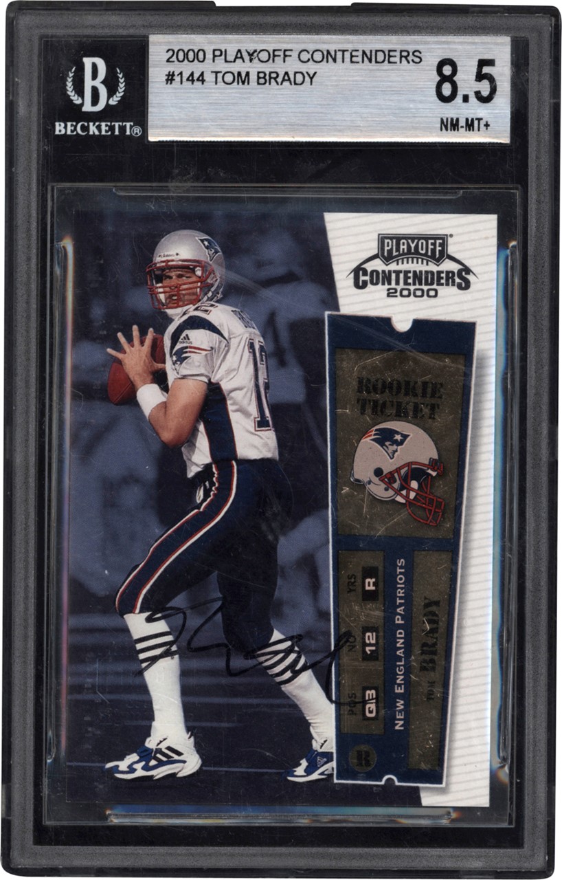 Modern Sports Cards - 2000 Playoff Contenders Rookie Ticket #144 Tom Brady Autograph BGS NM-MT+ 8.5