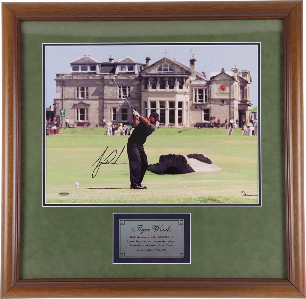 - Tiger Woods Signed British Open Oversize Photograph 189/500 (UDA)