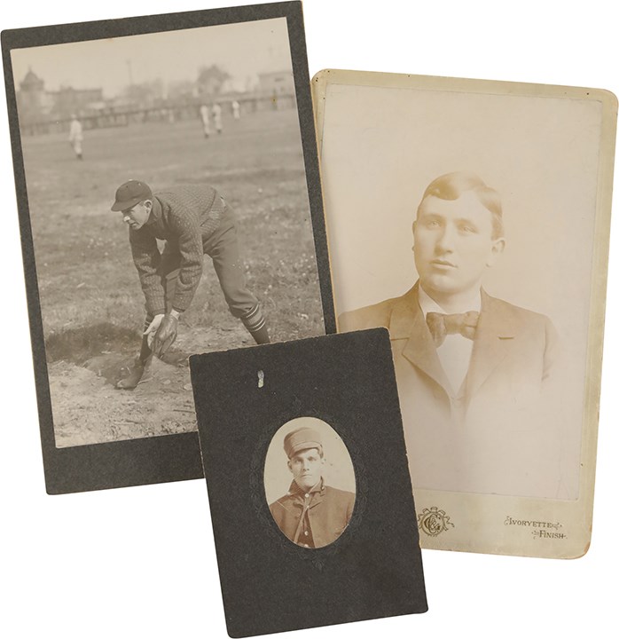 Vintage Sports Photographs - Turn of the Century Baseball Cabinet Photos - Danny Shay, Mike Grady, Mickey Hughes