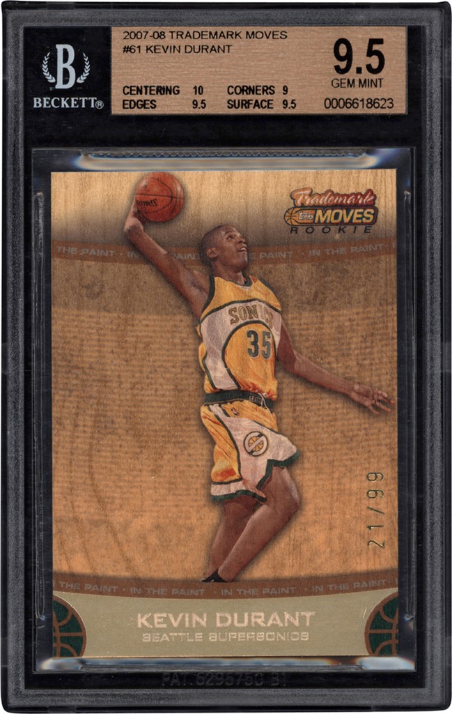 2007-08 Trademark Moves #61 Kevin Durant Rookie 21/99 BGS GEM MINT 9.5