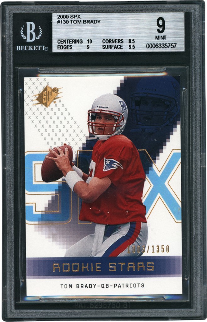 The G.O.A.T Collection - 2000 SPx #130 Tom Brady Rookie 1003/1350 BGS MINT 9