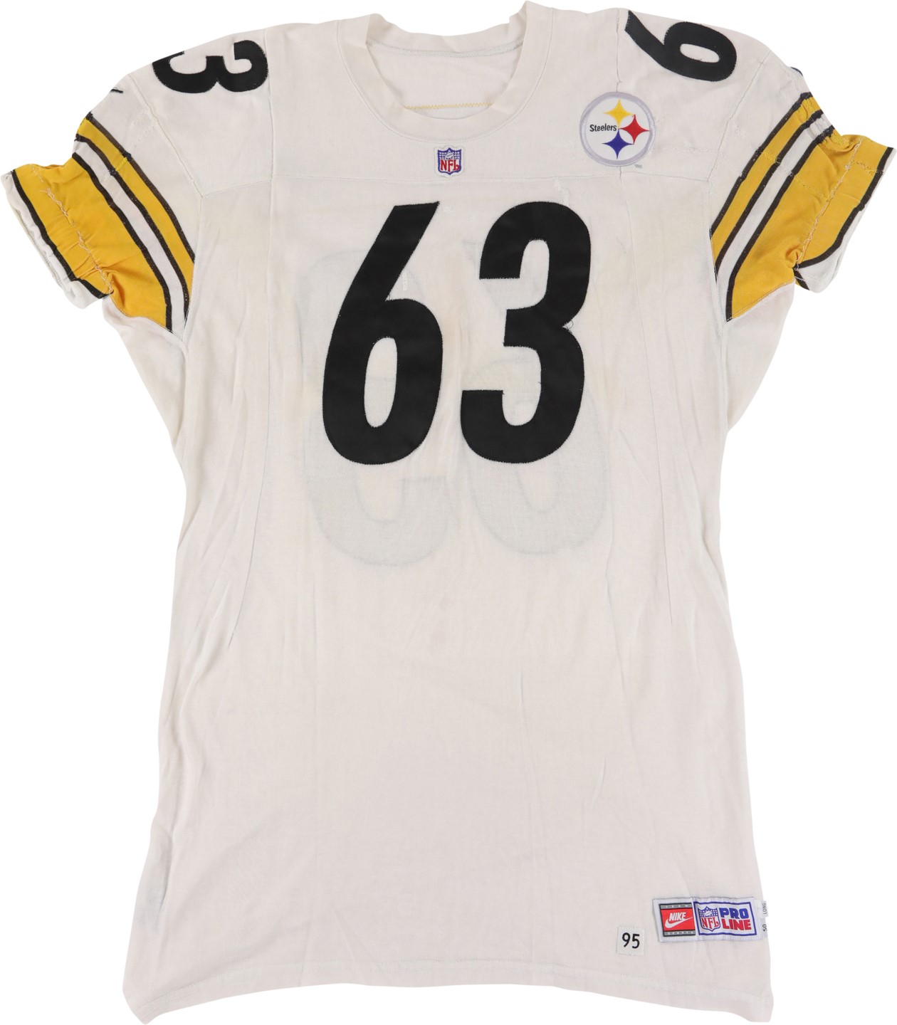 1995-96 Dermontti Dawson Pittsburgh Steelers Game Worn Jersey (Steelers Letter)