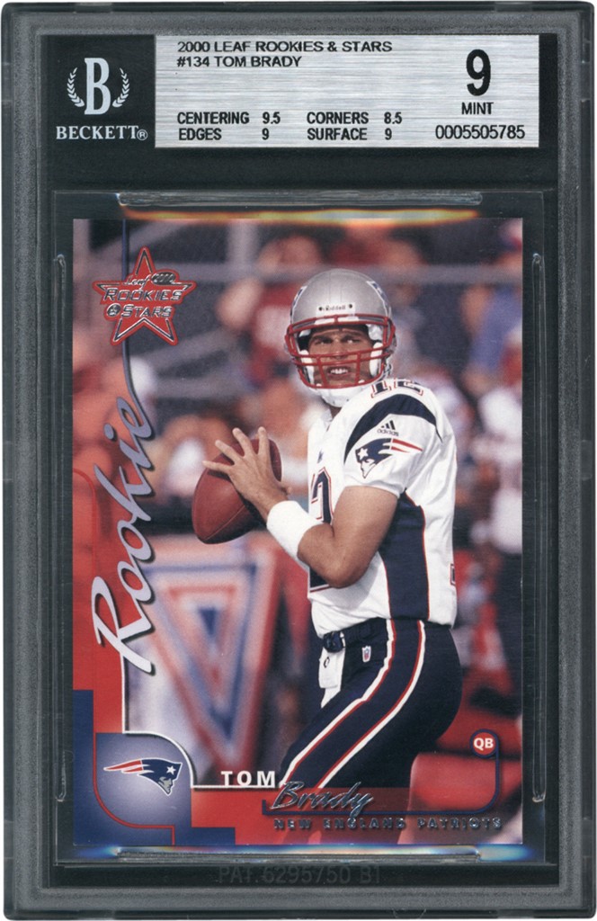 The G.O.A.T Collection - 2000 Leaf Rookies & Stars #134 Tom Brady Rookie 479/1000 BGS MINT 9