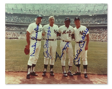 Baseball Autographs - Mickey Mantle, Joe DiMaggio, Duke Snider, & Willie Mays Signed Photo (8x10