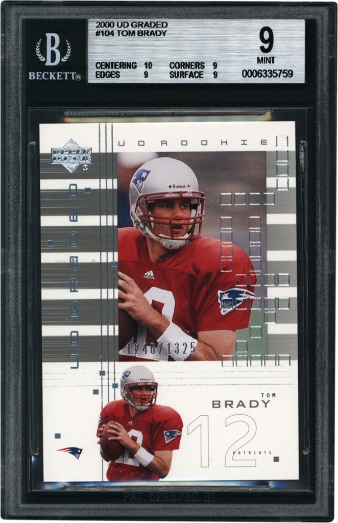 The G.O.A.T Collection - 2000 UD Graded #104 Tom Brady Rookie 1246/1325 BGS MINT 9