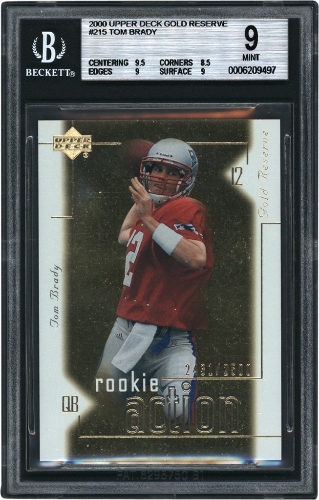 - 2000 Upper Deck Gold Reserve #215 Tom Brady Rookie 2431/2500 BGS MINT 9