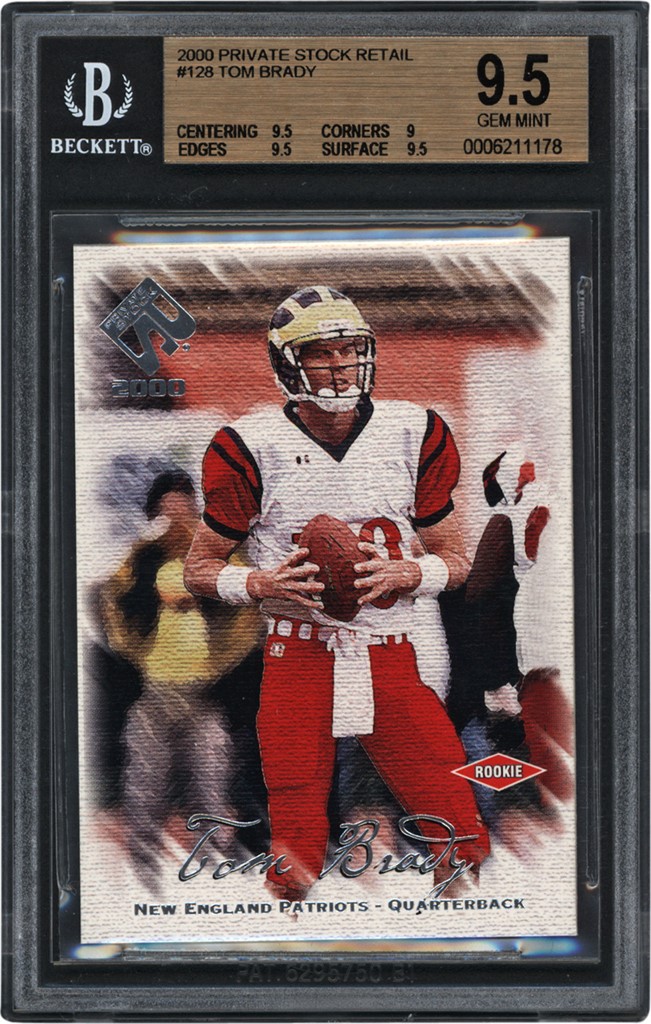 The G.O.A.T Collection - 2000 Private Stock Retail #128 Tom Brady Rookie BGS GEM MINT 9.5