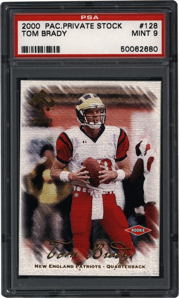 The G.O.A.T Collection - 2000 Private Stock #128 Tom Brady Rookie 83/278 PSA MINT 9