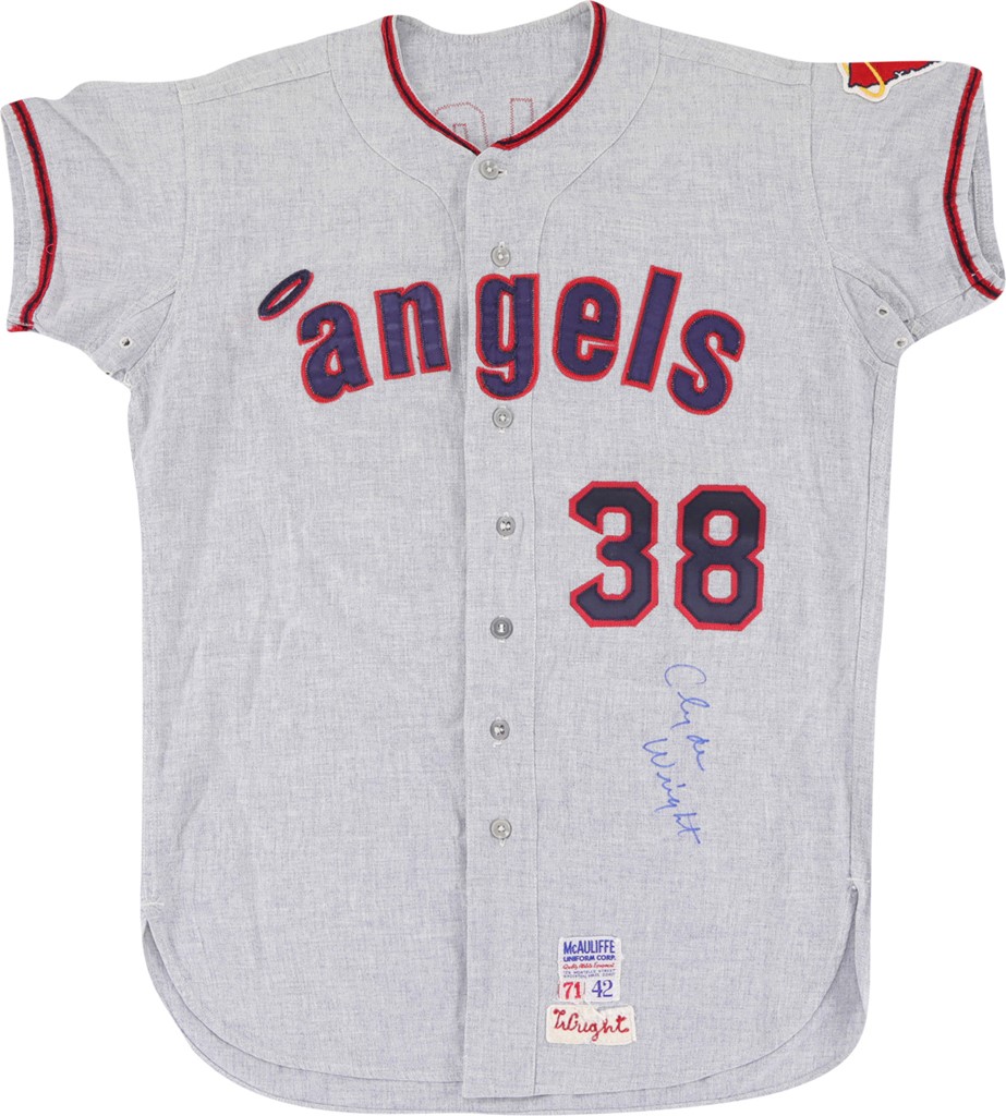 - 1971 Clyde Wright California Angels Signed Game Worn Jersey