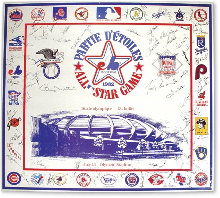 Baseball Autographs - 1982 All-Star Team Signed Poster (25x27