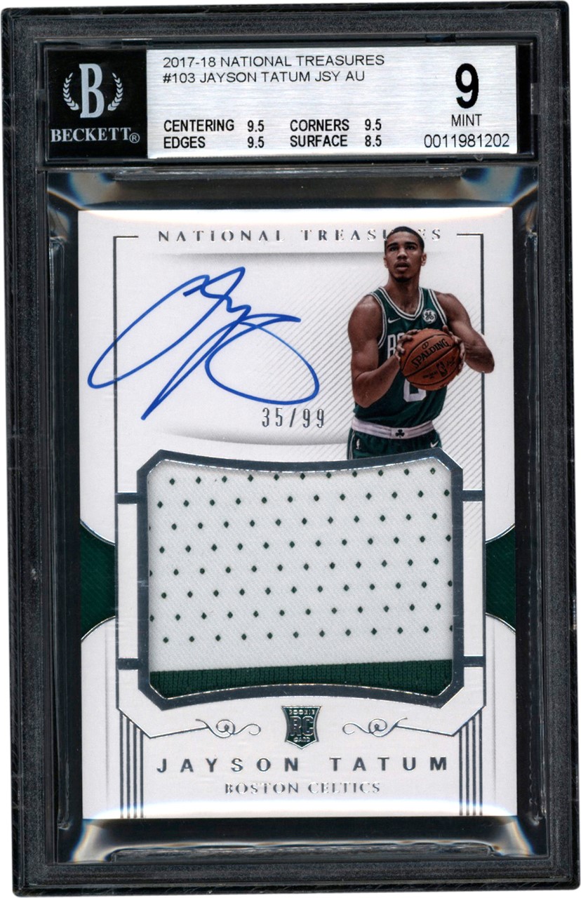 Modern Sports Cards - 2017-2018 National Treasures #103 Jayson Tatum RPA Rookie Patch Autograph 35/99 BGS MINT 9 - Auto 10