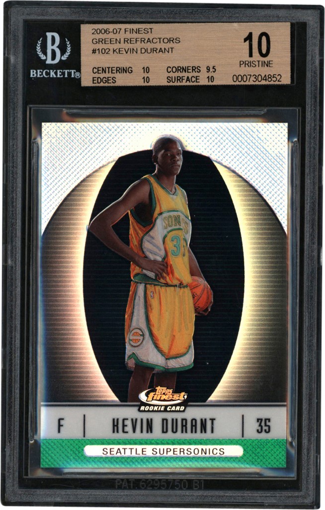 - 2006-07 Topps Finest Green Refractor #102 Kevin Durant Rookie 39/199 BGS PRISTINE 10