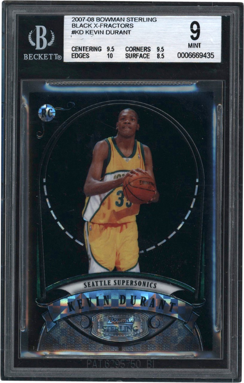 - 2007-08 Bowman Sterling Black X-Fractors #KD Kevin Durant Rookie /10 BGS MINT 9