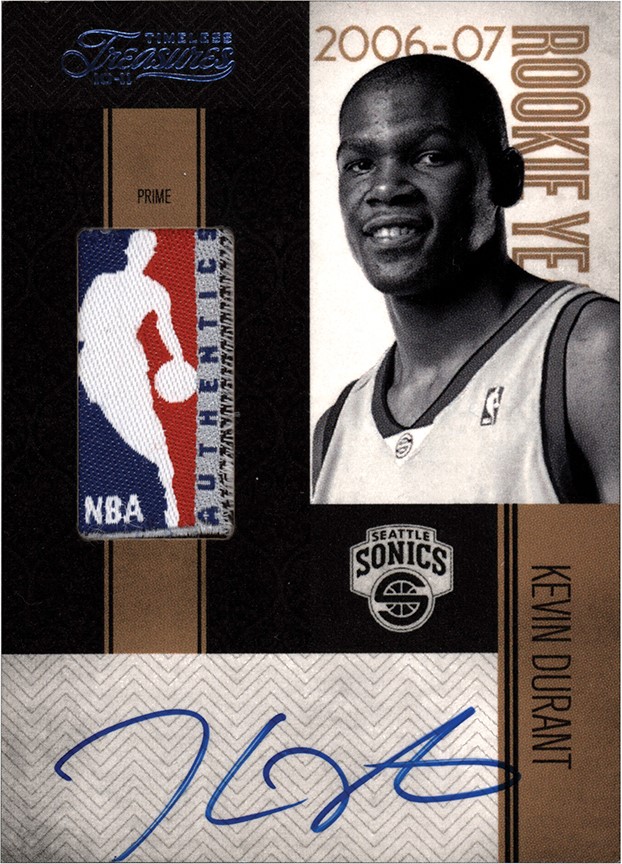 Modern Sports Cards - 2010-11 Timeless Treasures Rookie Year Materials #13 Kevin Durant "1/1" Logoman Tag Patch Autograph
