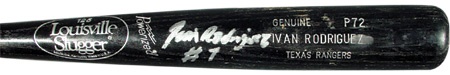 Bats - 1991 Ivan Rodriguez Autographed Game Used Rookie Bat (33.5)
