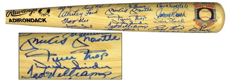 Baseball Autographs - Hall of Fame Signed Bat with Mantle & Williams (35