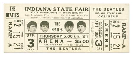 Beatles Tickets - Beatles Full Ticket September 3, 1964