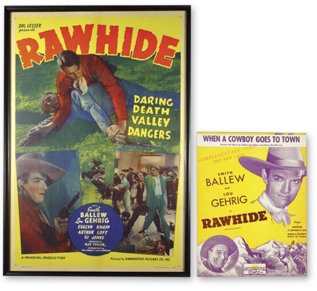 Lou Gehrig - Rawhide One-Sheet Movie Poster (27x41”) and Sheet Music